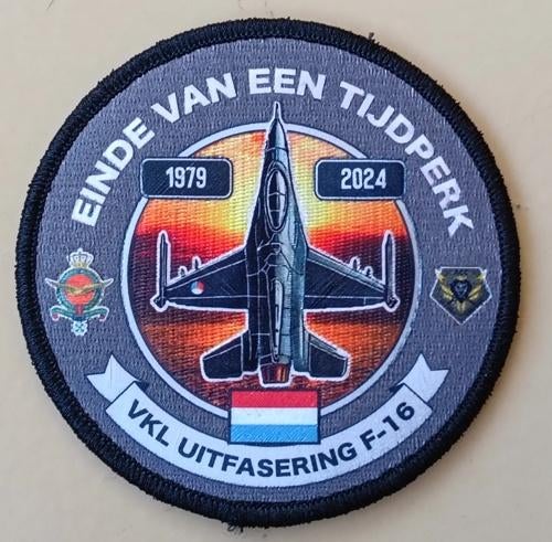 patch KLu, Volkel Uitfasering F-16, Verzamelen, Verzenden, Luchtmacht, Nederland, Embleem of Badge