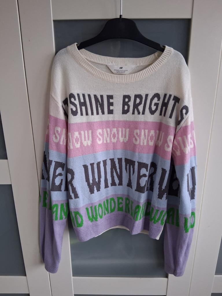 H&M trui met tekst (kersttrui)146/152, Kinderen en Baby's, Kinderkleding | Maat 146, Meisje, Trui of Vest, H&M, Ophalen of Verzenden