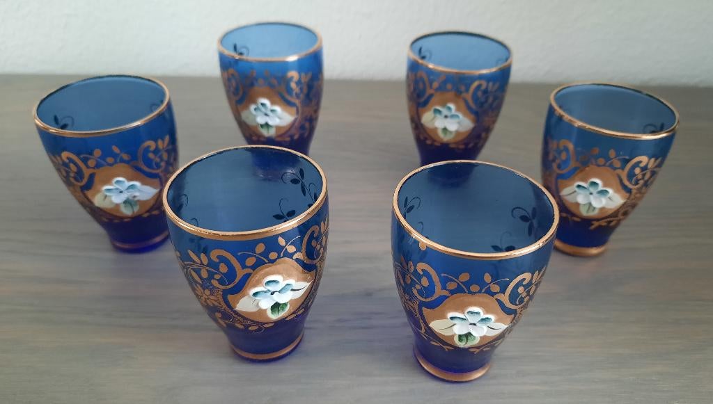 6 boheemse borrelglaasjes, Antiek en Kunst, Antiek | Glas en Kristal, Ophalen of Verzenden