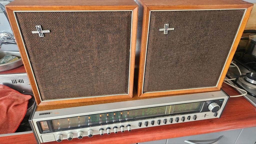 Philips Radio type 732 luidsprekers type 22RH422/0lZ vintage, Ophalen, Gebruikt, Radio