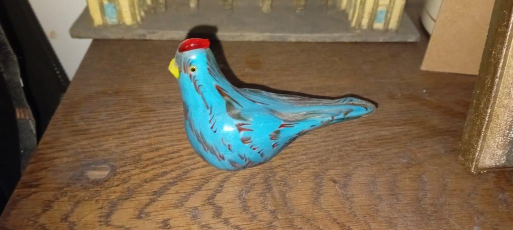 Decoratieve Glazen Kip - Uniek Blauw Design, Antiek en Kunst, Antiek | Glas en Kristal, Ophalen of Verzenden
