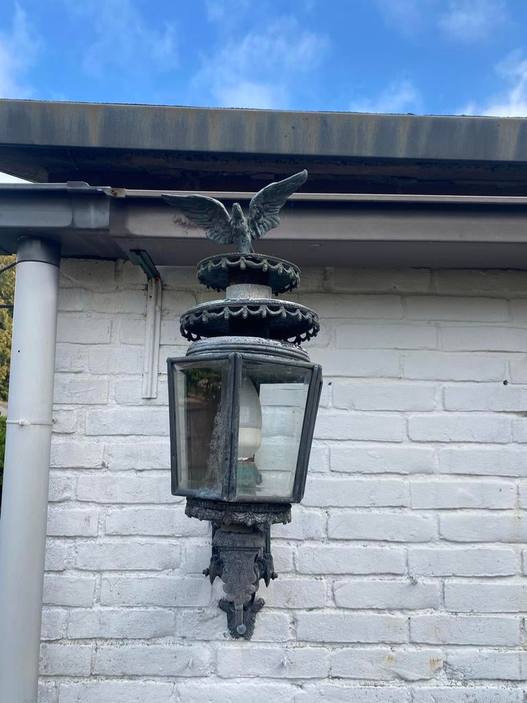 Antieke buitenlamp met adelaar - gietijzer, Ophalen of Verzenden