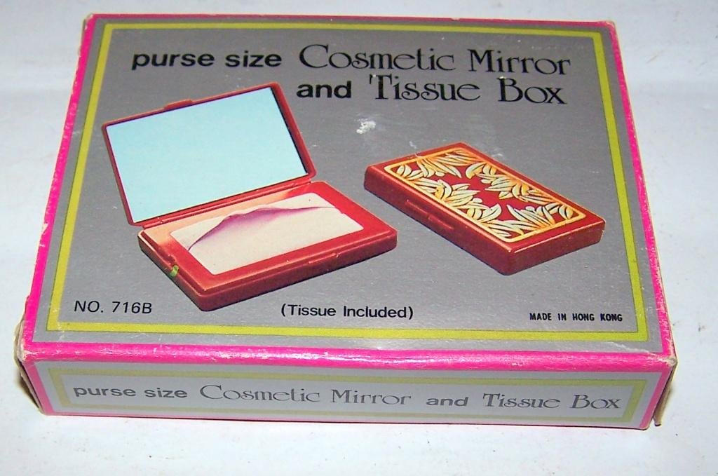 Vintage Cosmetic mirror and tissue box. Met tissues. Nieuw., Ophalen of Verzenden