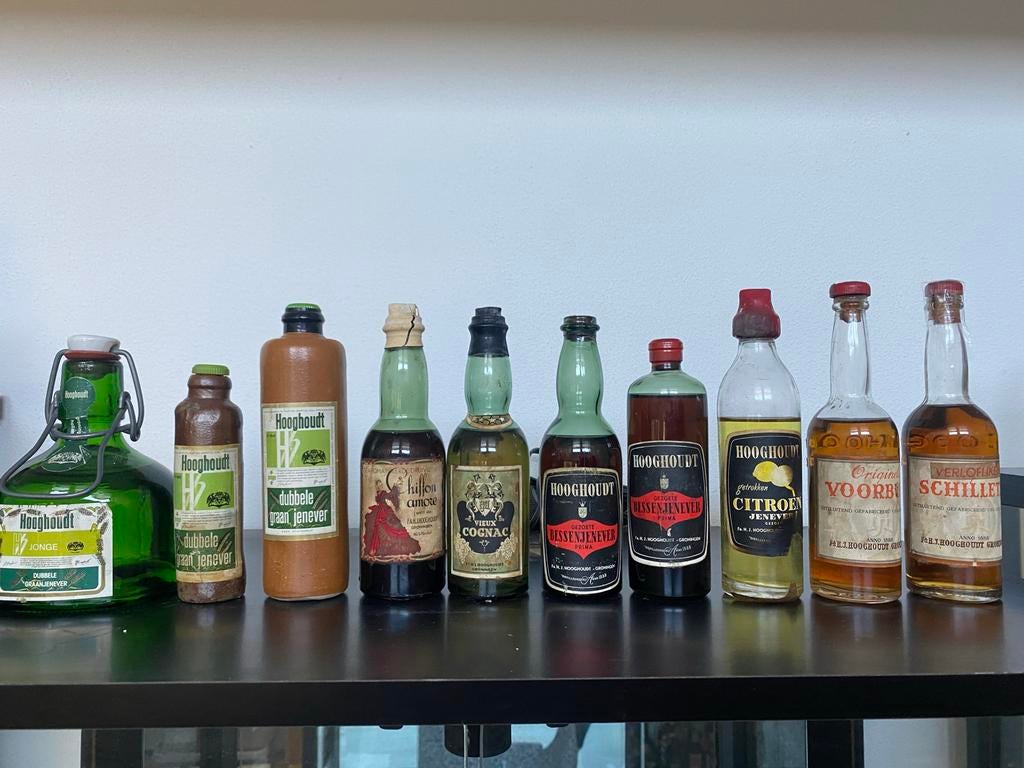 10x oude drankflesjes Fa. H.J. Hooghoudt Groningen, Ophalen of Verzenden, Gebruikt