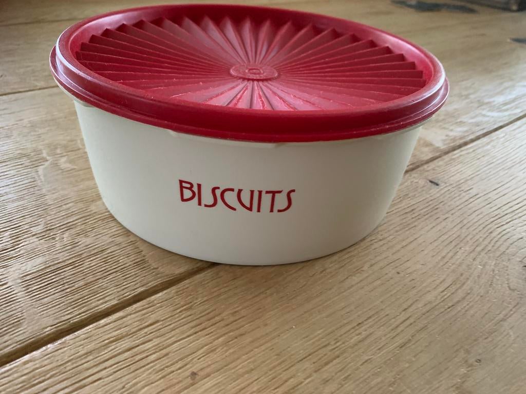 Sterdeksel retro koektrommel Tupperware zonnedek serie, Gebruikt, Tupperware, Ophalen of Verzenden, Tupperware