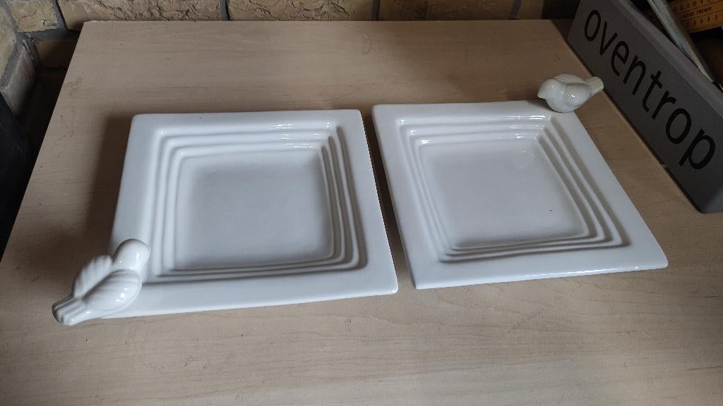 Nieuw! Stenen vogelbad/voerbak set van 2. Wit, Ophalen of Verzenden, Nieuw