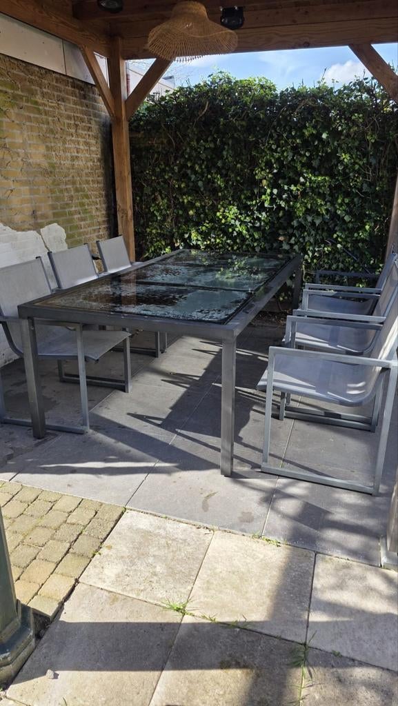 Tuinset. Tafel en 6 stoelen, Tuin en Terras, Tuinsets en Loungesets, Ophalen, Gebruikt, Aluminium