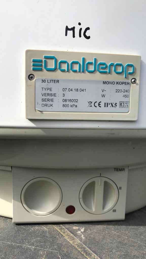 Goede Daalderop boiler koper 30 liter 450 watt 100% goed, Gebruikt, 20 tot 100 liter, Onbekend, Boiler