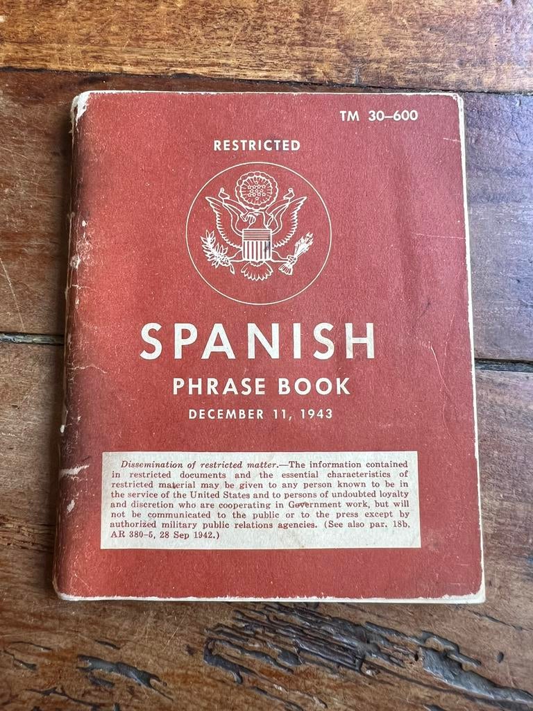 WO2 Amerikaans taalgids Spaans Spanish phrase book 1943, Verzamelen, Militaria | Tweede Wereldoorlog, Amerika, Ophalen of Verzenden