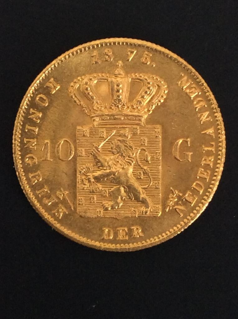 gouden tientje 1875    6,72gr, Koning Willem III, Losse munt, 10 gulden, Goud