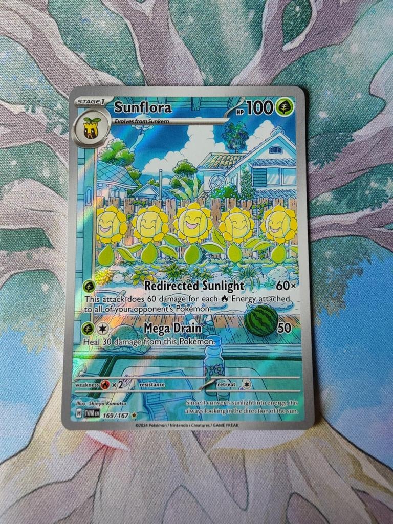 Pokemon twilight masquerade sunflora illustration 169/167, Ophalen of Verzenden, Nieuw, Losse kaart, Foil