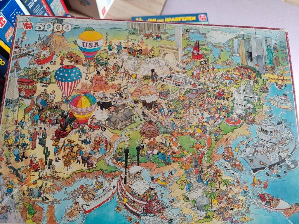 Jan van Haasteren puzzel USA - 1785, 5000 stukjes, Hobby en Vrije tijd, Denksport en Puzzels, Ophalen of Verzenden, Gebruikt