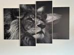 4-luik schilderij leeuw, Ophalen of Verzenden, 100 tot 125 cm, 75 cm of meer, Print