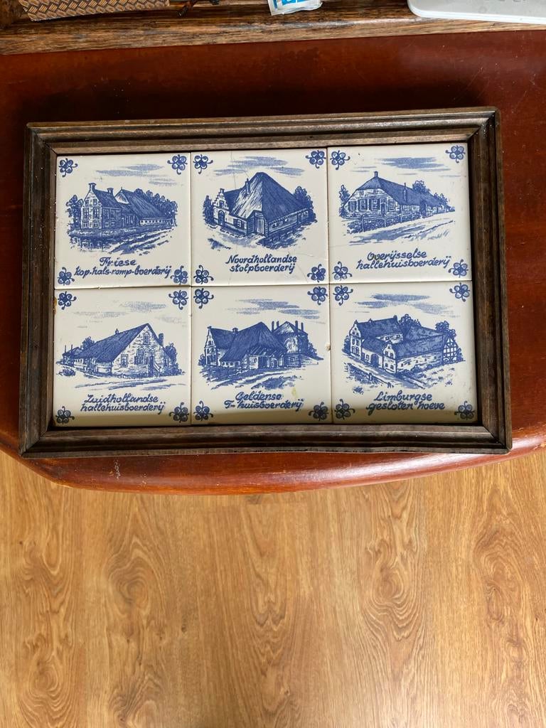 Vintage dienblad met Hollandse boerderij tegels, Ophalen