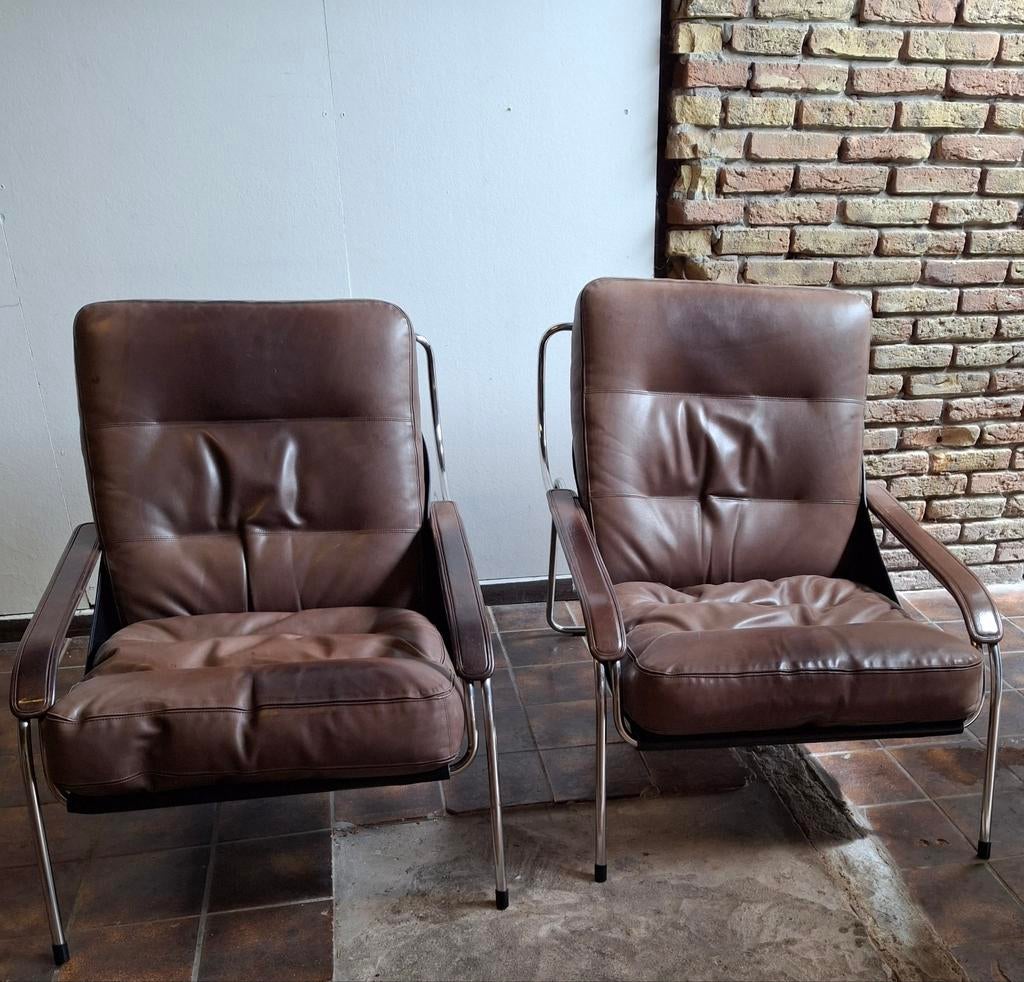 Set zanotta italy design fauteuils, Ophalen, Gebruikt, 75 tot 100 cm, 50 tot 75 cm
