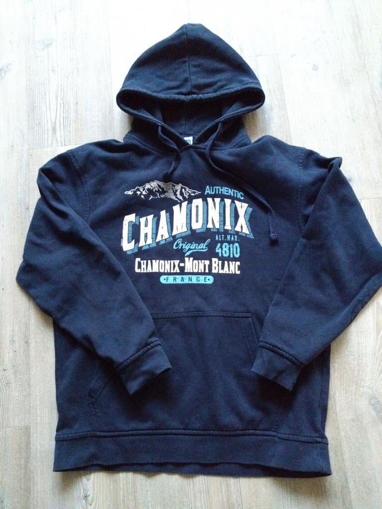 Donkerblauwe hoodie met Chamonix opdruk maar M, Ophalen of Verzenden, Zo goed als nieuw, Blauw