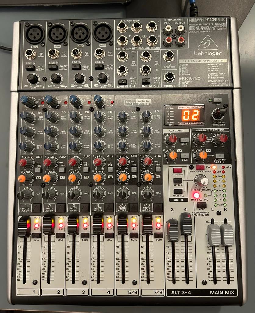 Behringer Xenyx X1204USB Mixer - Zo goed als nieuw, Muziek en Instrumenten, Ophalen, Zo goed als nieuw, 5 tot 10 kanalen, Microfooningang