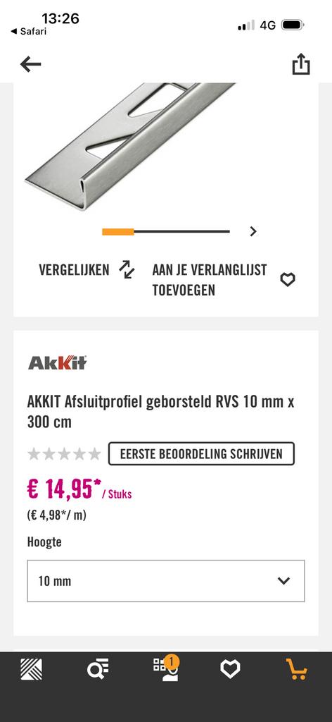 Tegelprofiel, Ophalen, Overige typen, 50 tot 100 cm, Zo goed als nieuw