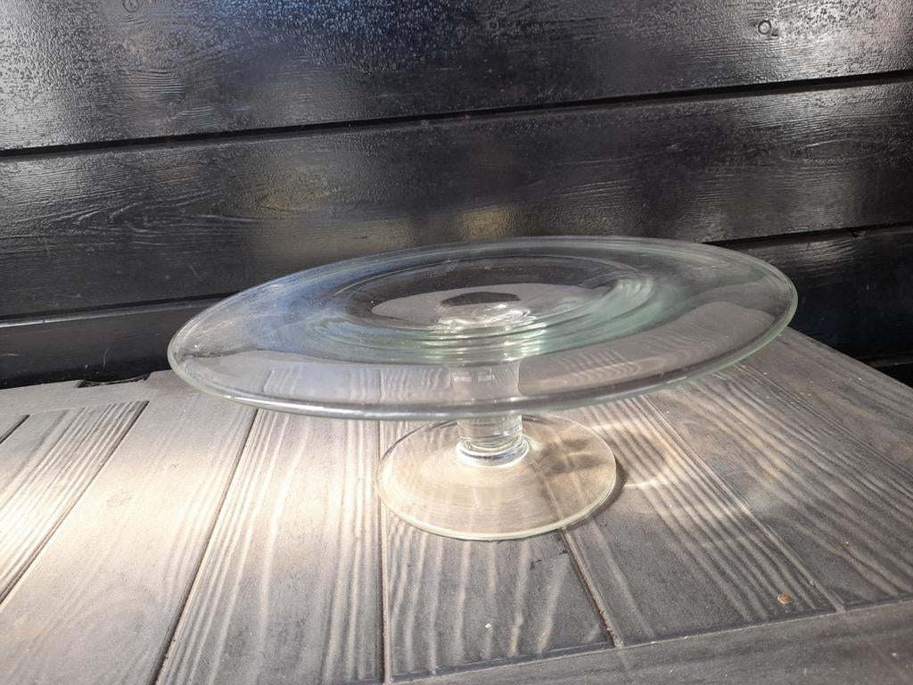 3 Glazen taartschalen waarvan 1 met stolp, Ophalen, Rechthoekig, Glas