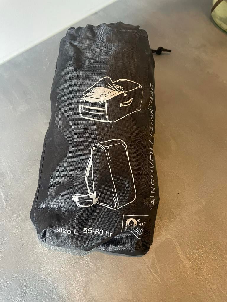 Raincover / Flightbag maat L 55-80 liter, Ophalen of Verzenden, Zo goed als nieuw, Zwart, 30 cm of meer