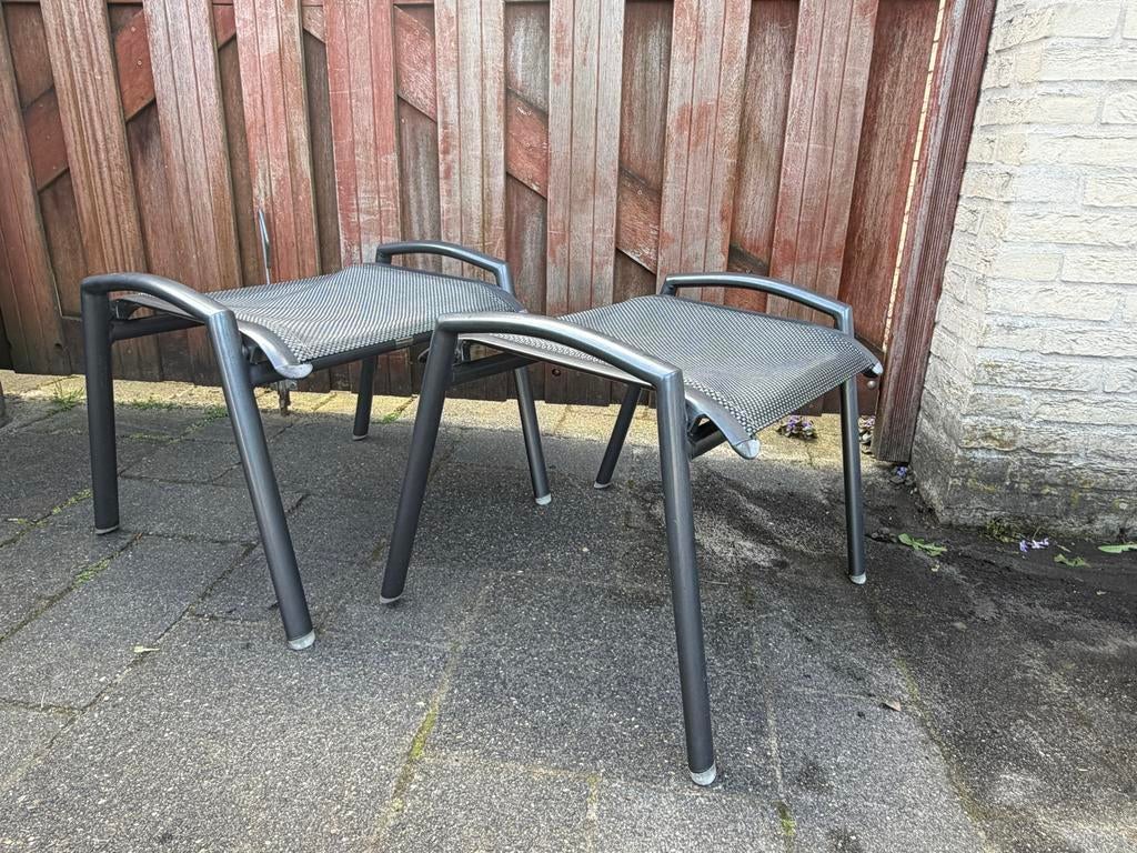 Bellagio Stresa voetenbankjes Royal grey, Ophalen, Gebruikt, Aluminium