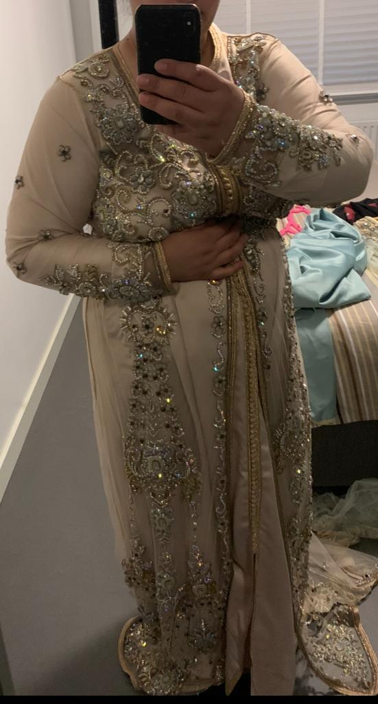 Marokkaanse takshita/takchita/jurk XL, Kleding | Dames, Gelegenheidskleding, Overige typen, Beige, Maat 46/48 (XL) of groter, Ophalen of Verzenden