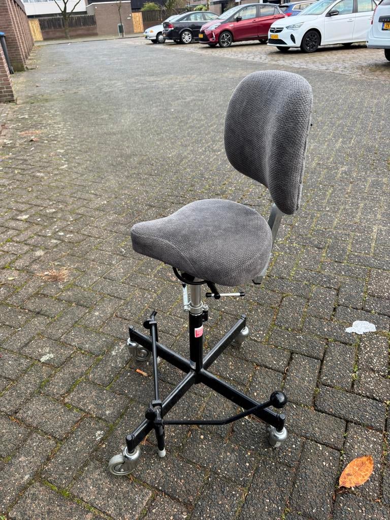 Ergonomische Zadelkruk / Laboratoriumstoel - Instelbaar, Ophalen, Gebruikt, Bureaukruk, Grijs