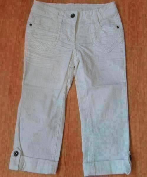 Witte katoenen broek maat 140; driekwart model, Kinderen en Baby's, Kinderkleding | Maat 140, Ophalen of Verzenden, Zo goed als nieuw