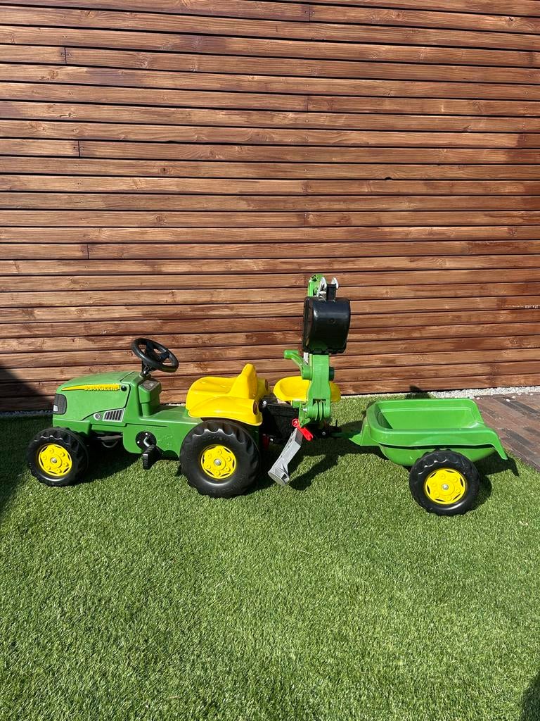 Rolly Toys John Deere Tractor met Aanhanger en Kraan, Ophalen, Zo goed als nieuw