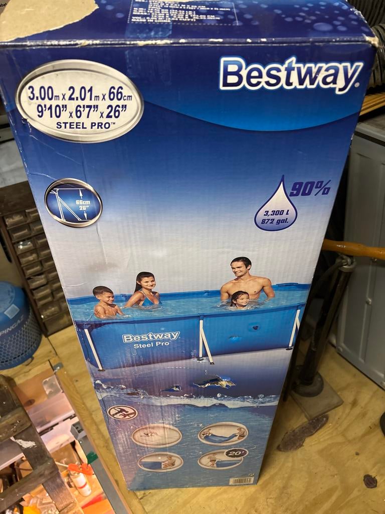 Bestway Zwembad 3.00x2.01x0.66m met pomp & solar mat, Ophalen, Gebruikt, Opzetzwembad, 200 tot 400 cm