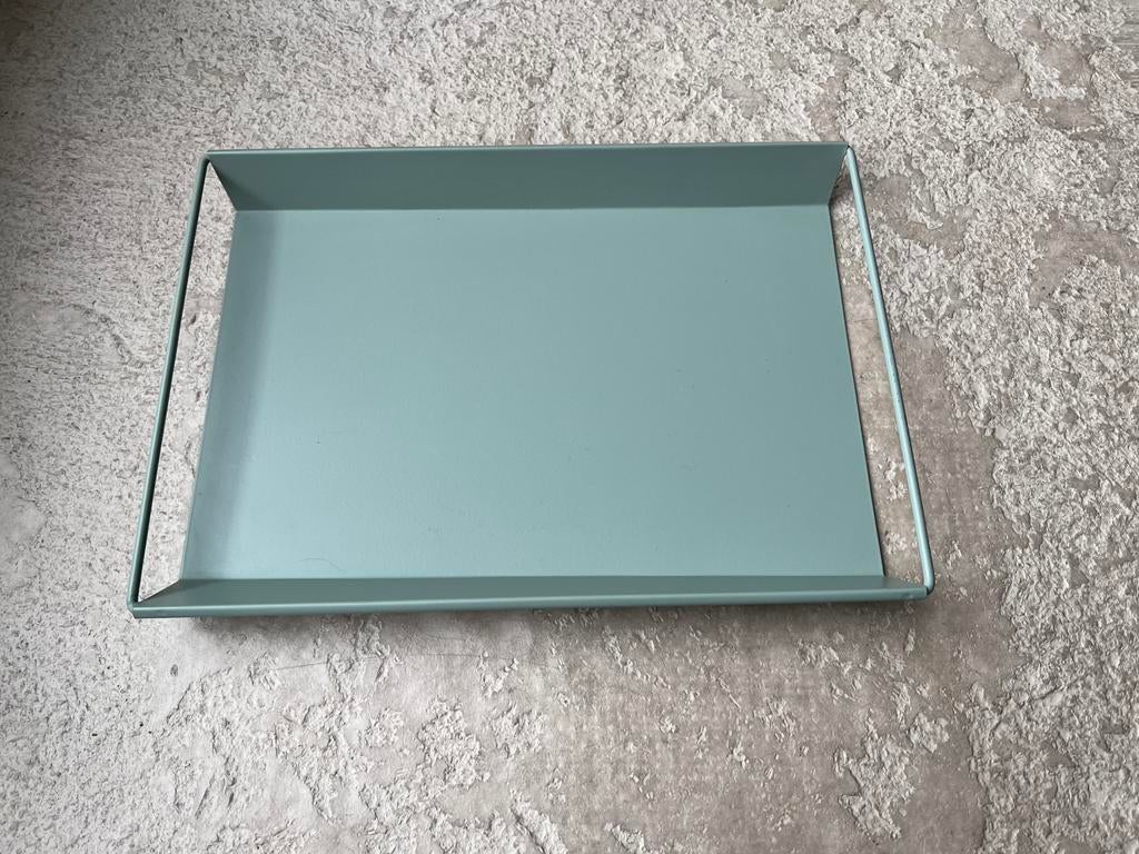 Dienblad of kaarsen plateau in mintgroen metaal Hema, Ophalen of Verzenden, Zo goed als nieuw, Rond, Metaal