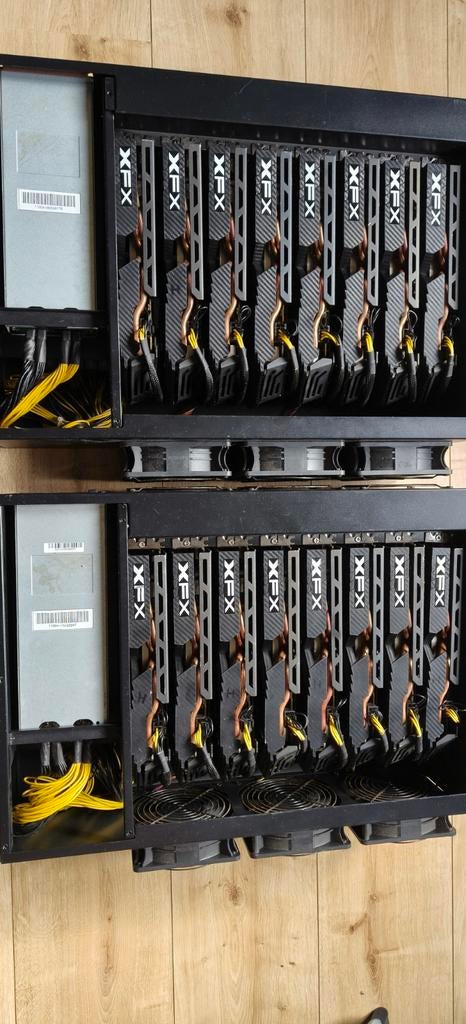 Drie mining rigs met 22 videokaarten., Ophalen of Verzenden, GDDR5, PCI-Express 3