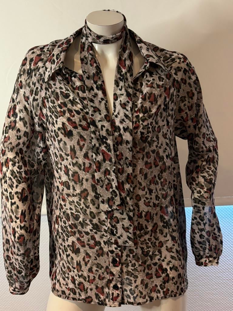 Liu jo tule blouse met losse riempje maat it 44, Ophalen of Verzenden, Zo goed als nieuw, Maat 38/40 (M), Grijs