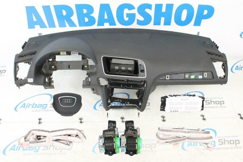 Airbag set Dashboard zwart stiksels 4 spaak Audi Q5 - 8R, Gebruikt, Ophalen of Verzenden