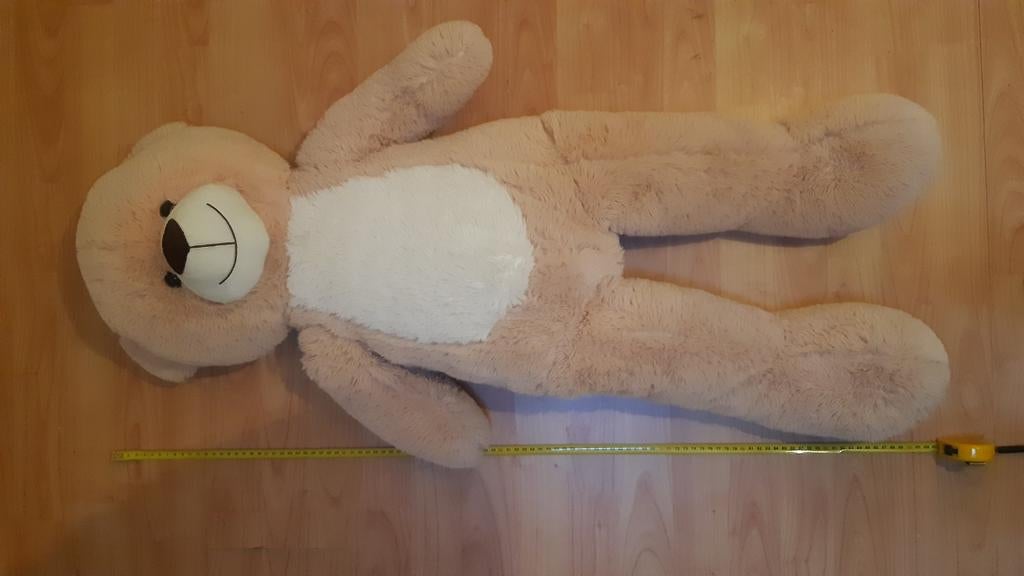 Grote teddybeer knuffel - 1 meter lang, Ophalen, Gebruikt, Beer, Beige