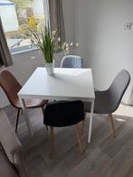 Uitschuifbare eettafel met 4 stoelen, Ophalen, 50 tot 100 cm, Wit, 50 tot 100 cm