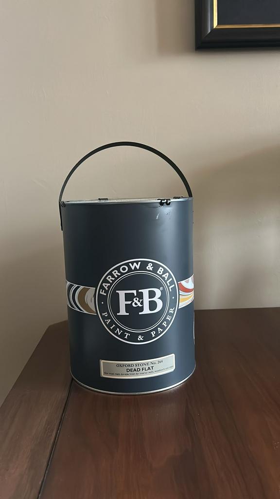 Nieuwe 5 liter Oxford Stone No. 264 Dead Flat Farrow & Ball., Ophalen, 5 tot 10 liter, Beige, Nieuw