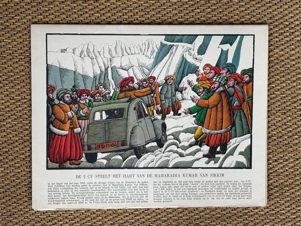 Poster Hoogtepunten uit de geschiedenis van de 2CV, Verzenden, Zo goed als nieuw, Auto's