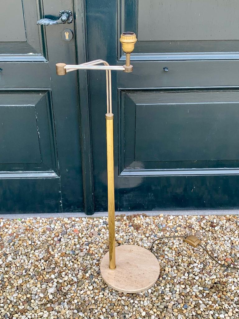 Vintage Italiaanse vloerlamp travertin en messing, Ophalen, Gebruikt, 100 tot 150 cm, Overige materialen