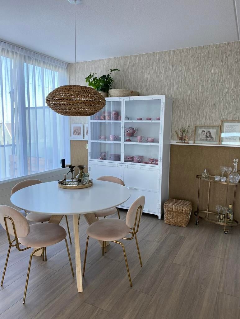 Set van 4 stevige roze / blush eetkamerstoelen, Huis en Inrichting, Stoelen, Ophalen, Gebruikt, Overige kleuren, Vier