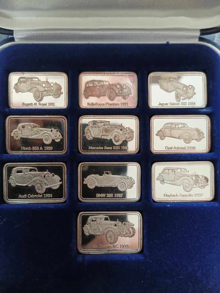 100 jaar automobiel zilver baartjes, Postzegels en Munten, Edelmetalen en Baren, Ophalen of Verzenden, Zilver