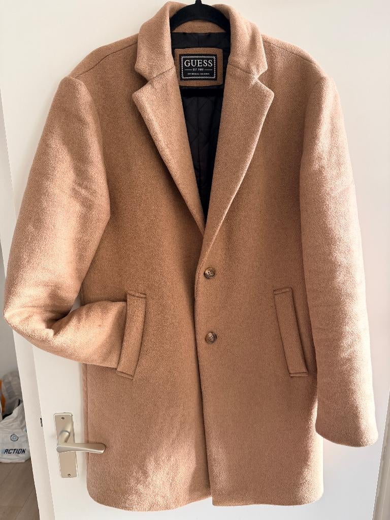 Guess Mantel Jas Wol - Maat L, Maat 52/54 (L), Beige, Ophalen of Verzenden, Guess