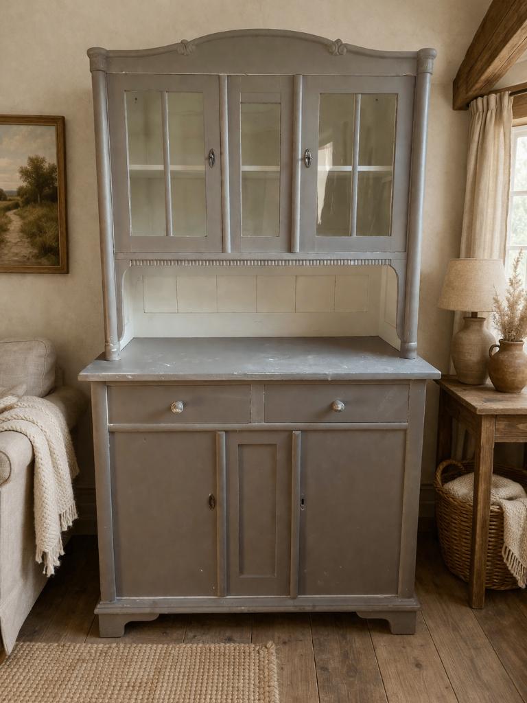 Buffetkast brocante, Franse buffetkast, Huis en Inrichting, Kasten | Buffetkasten, Ophalen, Gebruikt, Glas, 150 tot 200 cm