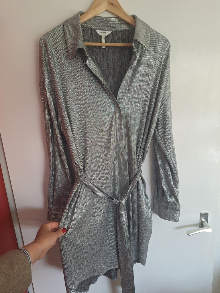 Zilveren jurkje dames maat L, merk Object, Ophalen of Verzenden