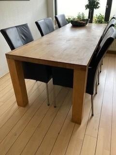 Keukentafel eiken 240cm x 90cm, Ophalen, Gebruikt, Eikenhout, 200 cm of meer