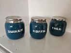 Set vintage emaille voorraadpotten: Suiker, Koffie, Thee, Antiek en Kunst, Ophalen of Verzenden
