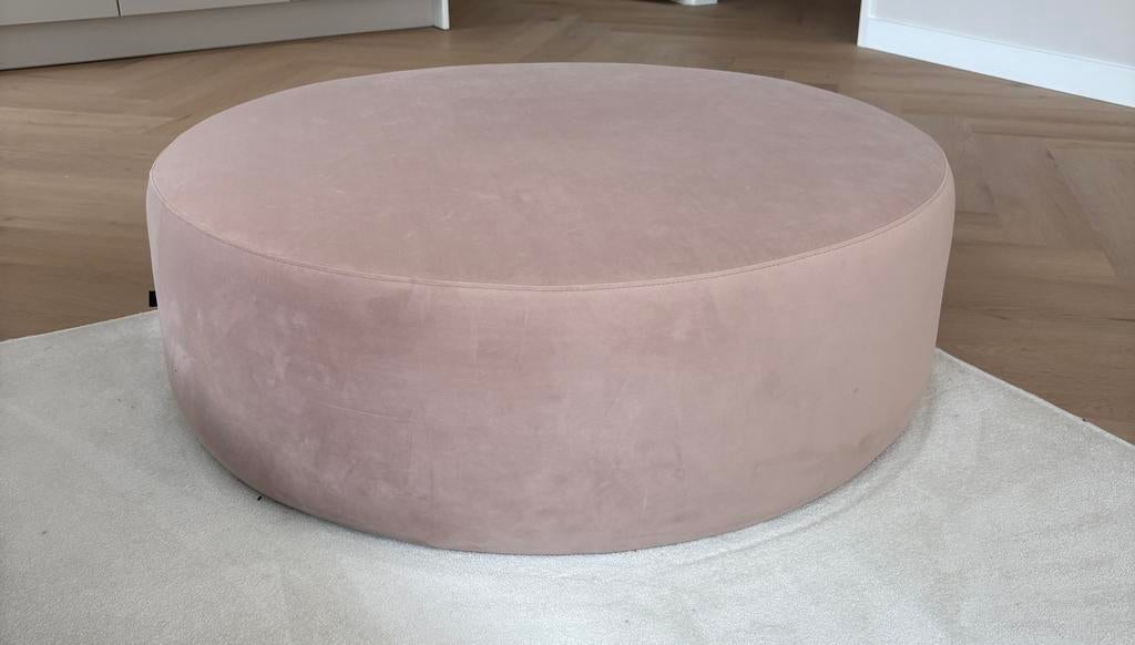 Roze velvet poef Sofacompany, Huis en Inrichting, Ophalen, Rond, 75 tot 100 cm, Zo goed als nieuw