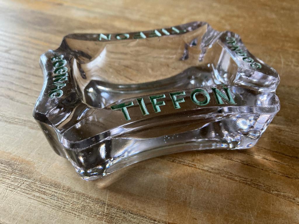 Vintage asbak persglas Tiffon Cognac, Ophalen of Verzenden, Gebruikt, Asbak