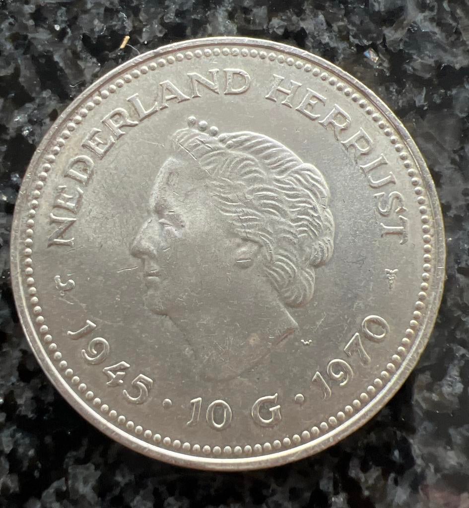 10 Gulden Zilveren Herdenkingsmunt 1970 - Juliana, Postzegels en Munten, Koningin Juliana, Zilver, Ophalen of Verzenden, Losse munt