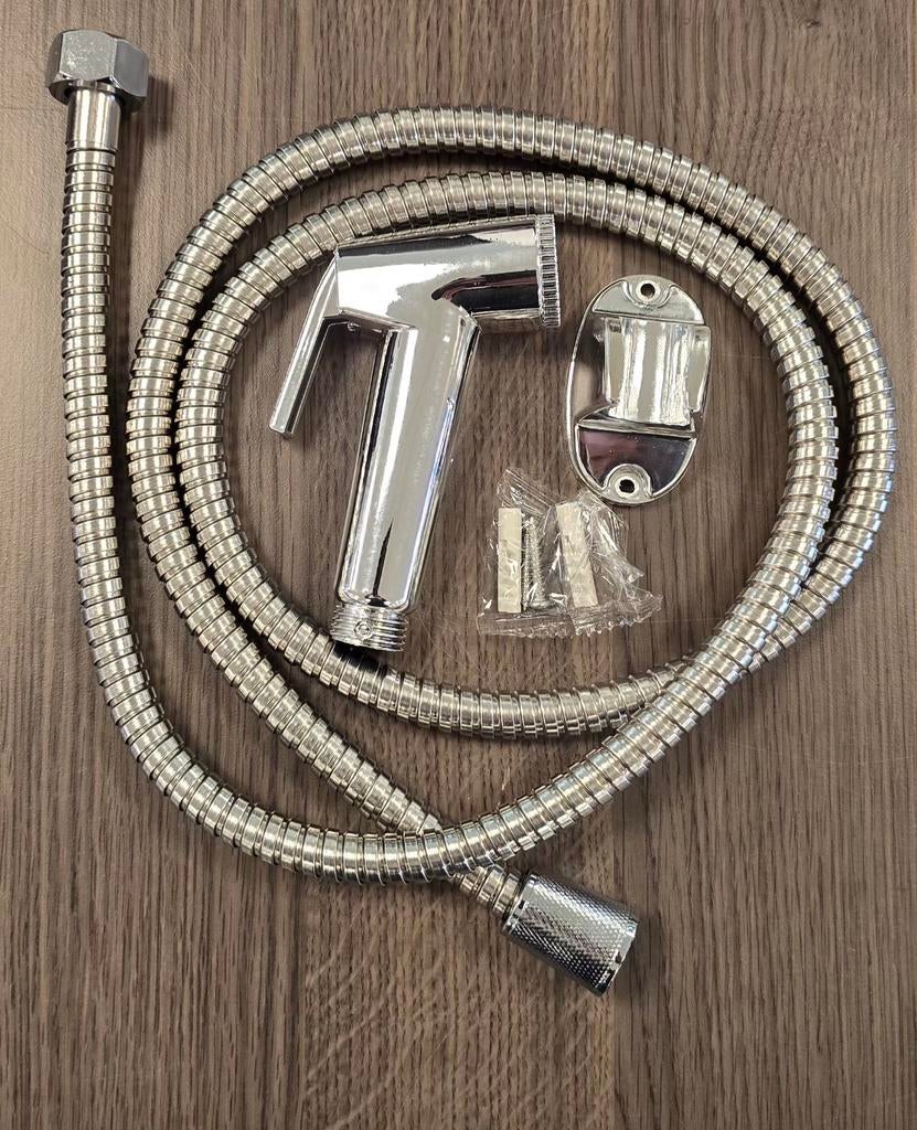Bidet Sproeier Chroom met Slang - Toilet Bidetdouche, Doe-het-zelf en Verbouw, Sanitair, Ophalen of Verzenden, Nieuw, Chroom, Toilet